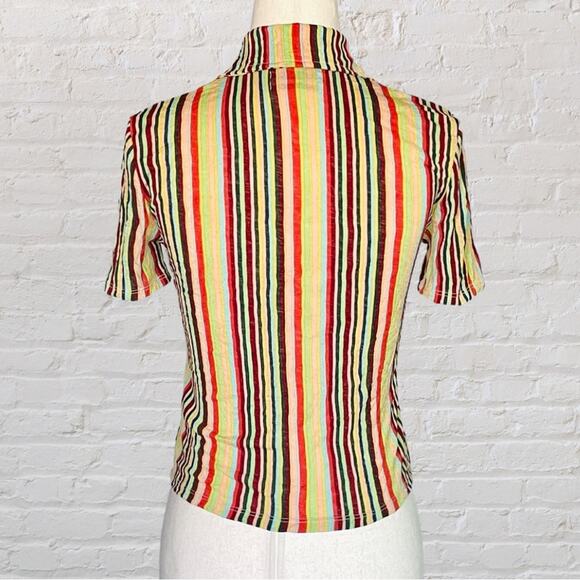 Urban Outfitters Sheer Striped Blouse XS 90s Chiffon Fall Aesthetic - Picture 3 of 9